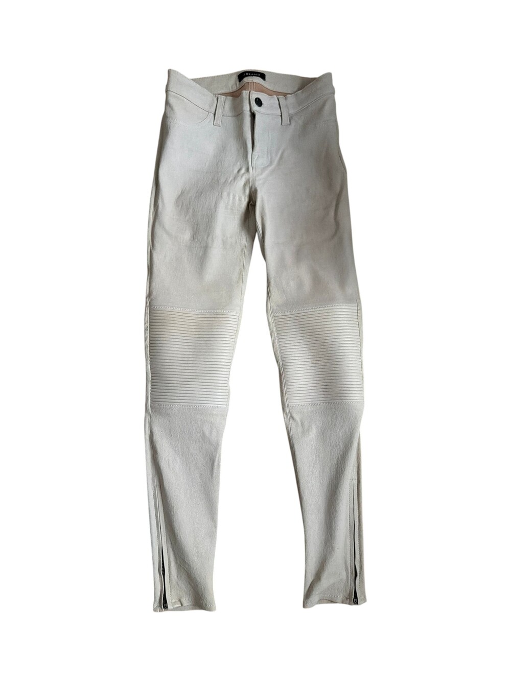 J Brand Tan Stretch Leather Jean Pants Size 26 Textured Knees
